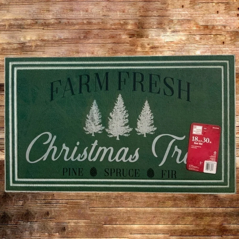 Home Accents Doormat Heavy Duty Farm Trees Indoor Outdoor Large 18 x 30 in
